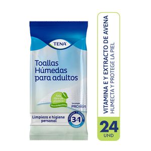 Toallas Húmedas para adulto TENA 3 en 1 Paquete 24un