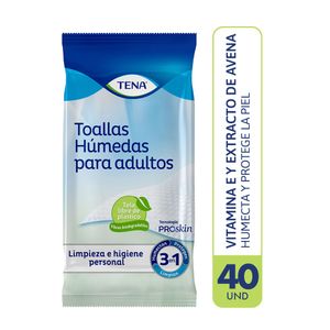 Toallas Húmedas para adulto TENA 3 en 1 Paquete 40un