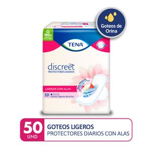 Protectores Diarios TENA Discreet Largos con Alas Paquete 50un