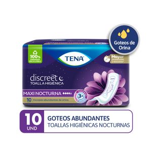 Toallas higiénicas TENA Discreet Maxi Nocturno Paquete 10un