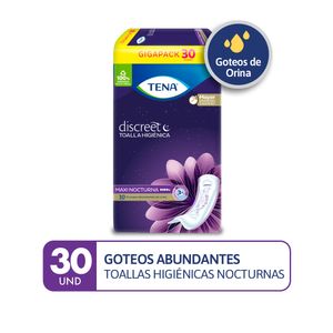 Toallas higiénicas TENA Discreet Maxi Nocturno Paquete 30un