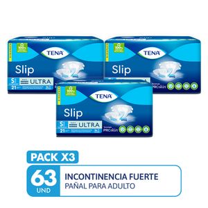 PACK X3 Pañal para adulto TENA Slip Ultra Talla S Paquete 21un