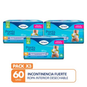 PACK X3 Ropa interior absorbente TENA Pants Ultra Talla M Paquete 20un