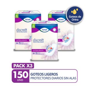 PACK X3 Protectores Diarios TENA Discreet Extralargo Paquete 50un