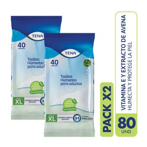 PACK X2 Toallas Húmedas para adulto TENA 3 en 1 x 40un