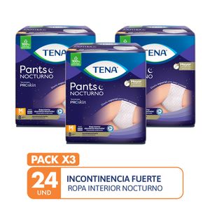 PACK X3 Ropa interior absorbente TENA Pants Nocturno Talla M Paquete 8un