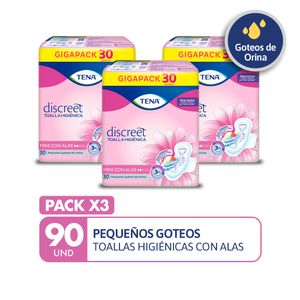 PACK X3 Toallas higiénicas TENA Discreet Mini Paquete 30un