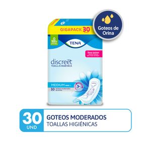 Toallas Higiénicas TENA Discreet Medium Paquete 30un