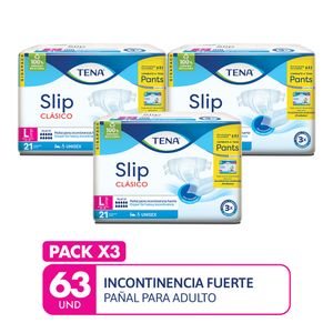 PACK X3 Pañal para adulto TENA Slip Clásico Talla L Paquete 21un