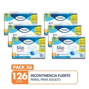 PACK X6 Pañal para adulto TENA Slip Clásico Talla M Paquete 21un