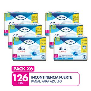 PACK X6 Pañal para adulto TENA Slip Clásico Talla L Paquete 21un