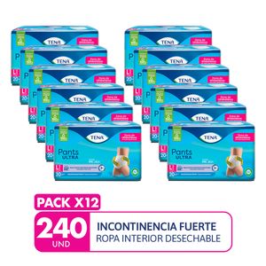 PACK X12 Ropa interior absorbente TENA Pants Ultra Talla L Paquete 20un