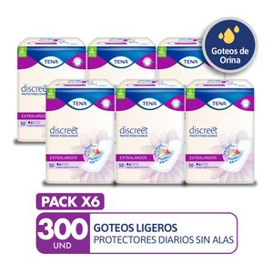 PACK X6 Protectores Diarios TENA Discreet Extralargo Paquete 50un