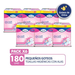 PACK X6 Toallas higiénicas TENA Discreet Mini Paquete 30un