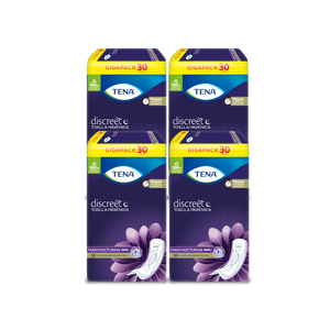 Pack x4 Toallas higiénicas TENA Discreet Maxi Nocturno Paquete 30un